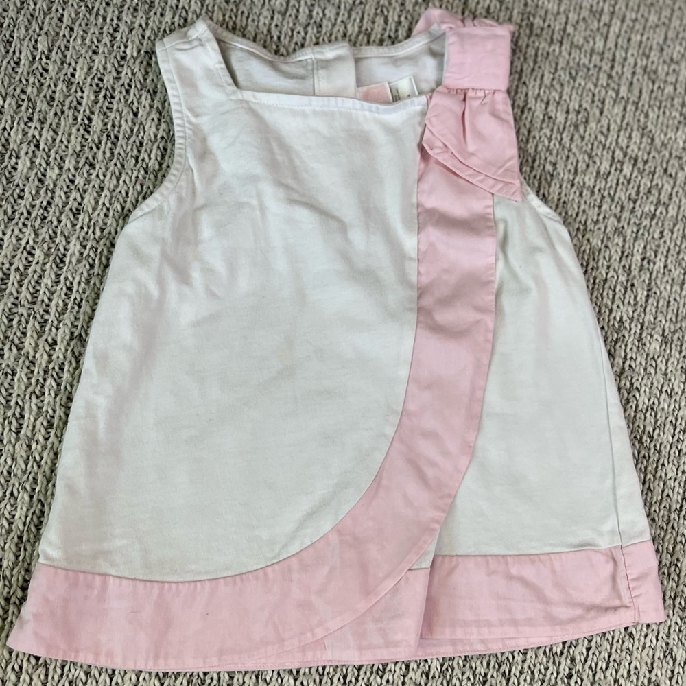 Girls size 6 pink and white sleeveless top
